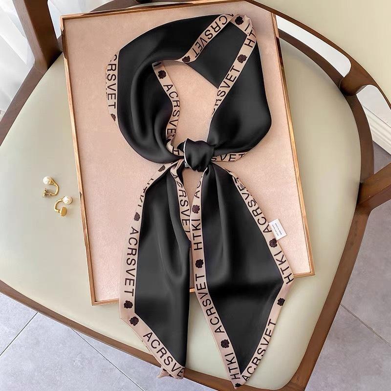 Тонкий и узкий шелковый шарф в стиле ретро, ​​женский декоративный остроконечный шарф, сумка-перевязка, пояс для волос, лента, шарф