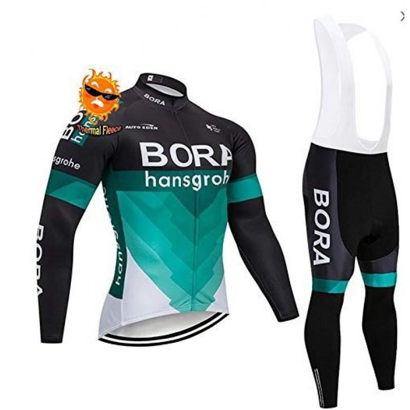 Fleece Cycling Jersey Set Long Sleeve Mens Breathable Quick-Dry Bike Riding Apparel Fall
