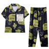 Премиум пижама женская летняя imitation cotton с коротким рукавом брюки мультяшный кардиган костюм для дома и отдыха можно носить на улице