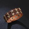 Vintage Cowhide Bracelet with Metal Star - Adjustable and Stylish for Men