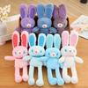 Cartoon Long Ears Rabbit Plush Doll Key Chain Soft Stuffed Pulling Ears Bunny Toys Keychains Pendant Schoolbag Car Decor Gift