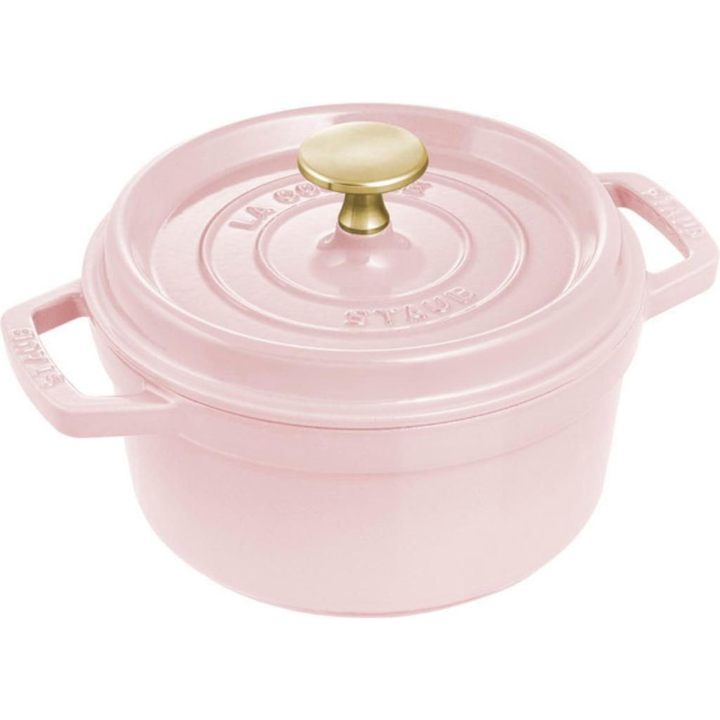 Staub Cocotte Round Sorbet Rose Pink Cast Enamel Pot IH Compatible Japanese Product with Serial Cocotte Round Sorbet Rose "Pico 16cm" Two-handed