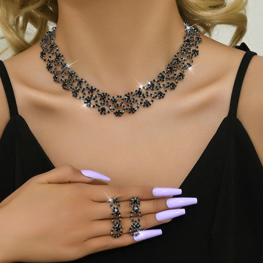 Изысканные ожерелья со стразами, серьги, роскошное ожерелье, серьги, комплект украшений из кристаллов, банкетный набор