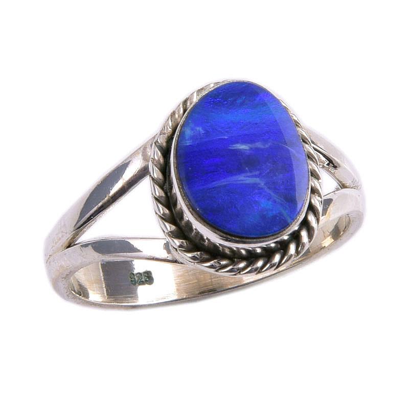 Подарочное кольцо из твердого серебра 925 пробы с натуральным австралийским опалом ручной работы S.6.5 i4I59