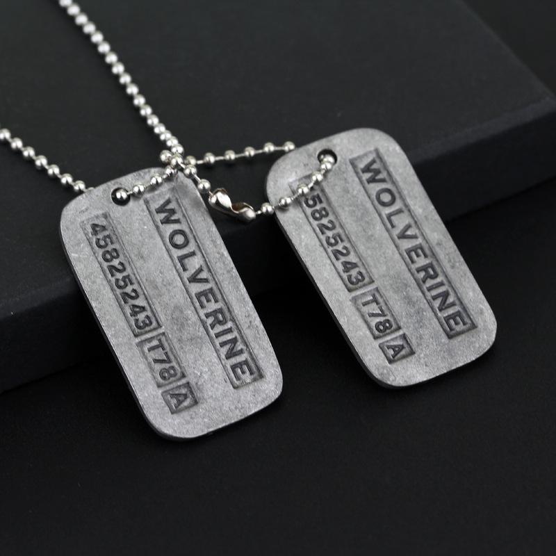 Movie X-Men Wolverine Military Card Necklace Pendant Fashion Superhero Logan Howlett Cosplay Periphery Necklaces