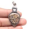 Pendant Turtella Jasper White Topaz Gemstone Valentine'Day Silver Jewelry 2"