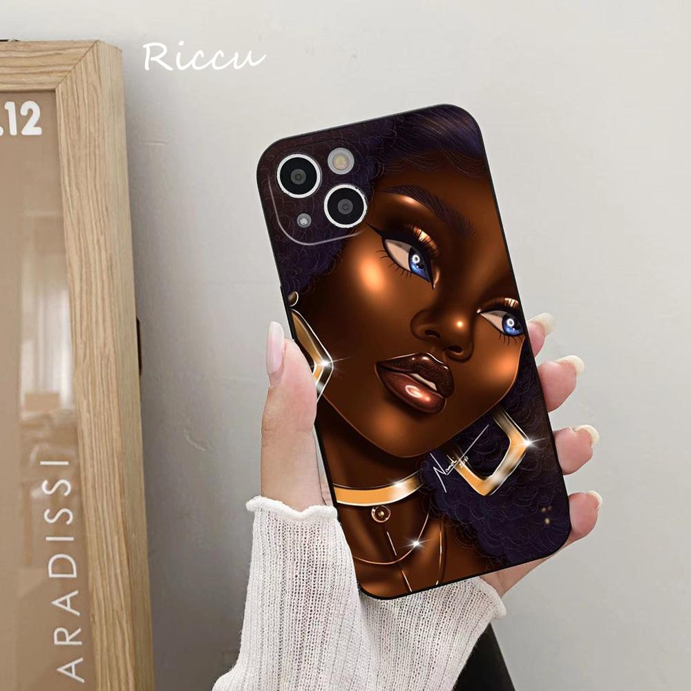 Мягкий чехол для iPhone 14 Afro Girls Art для Iphone 14 11 12 Pro 8 7 Plus X 13 Pro MAX SE2020 XR XS RICCU, мягкие чехлы