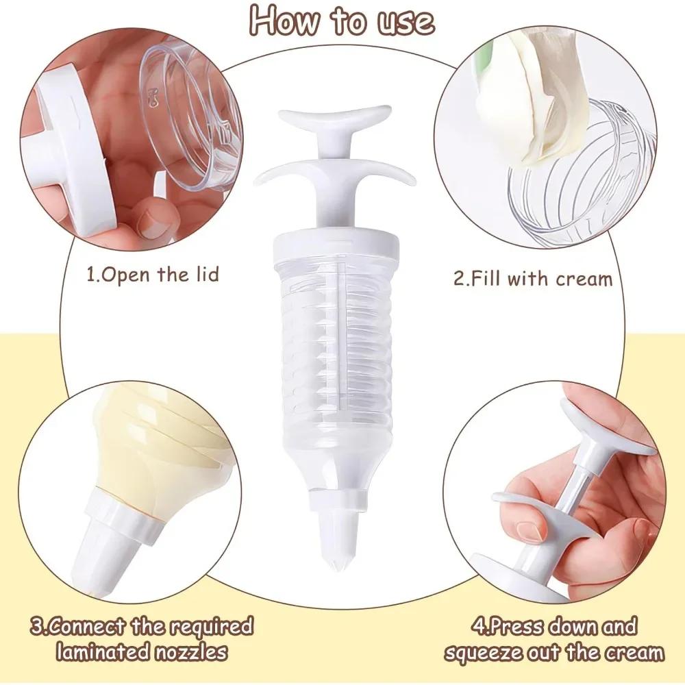 For Gift Baking Lover Icing Syringe, with 8 Pieces Icing Nozzles, Cake Decorating Kit Piping Nozzle Dessert Decorator