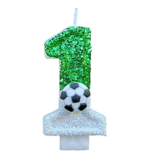 Football Birthday Candle Eco-friendly No Odor Sequins Design Easy To Use Long-Lasting 0-9 Numbers Candle Cake Decoration