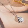 Вращающееся ожерелье с подвеской в виде цветка со стразами для женщин, колье из титановой стали с блестящим кубическим цирконием, украшение для свадебной вечеринки