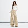 Four-color high-waisted scimitar casual versatile jeans women's early autumn new loose drape floor-mopping wide-leg pants
