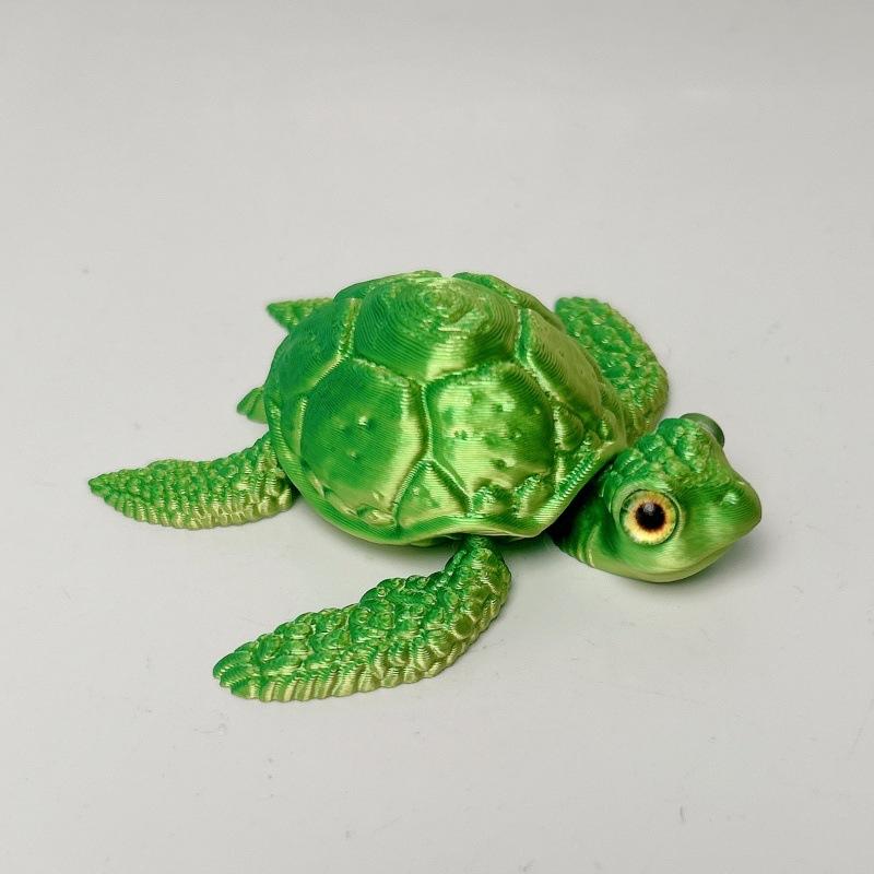 3D Printed Turtle Model Ornament Creative Collectible Movable Simulation Eyes Toy Holiday Gift Multi-Jointed Poseable Decoration
