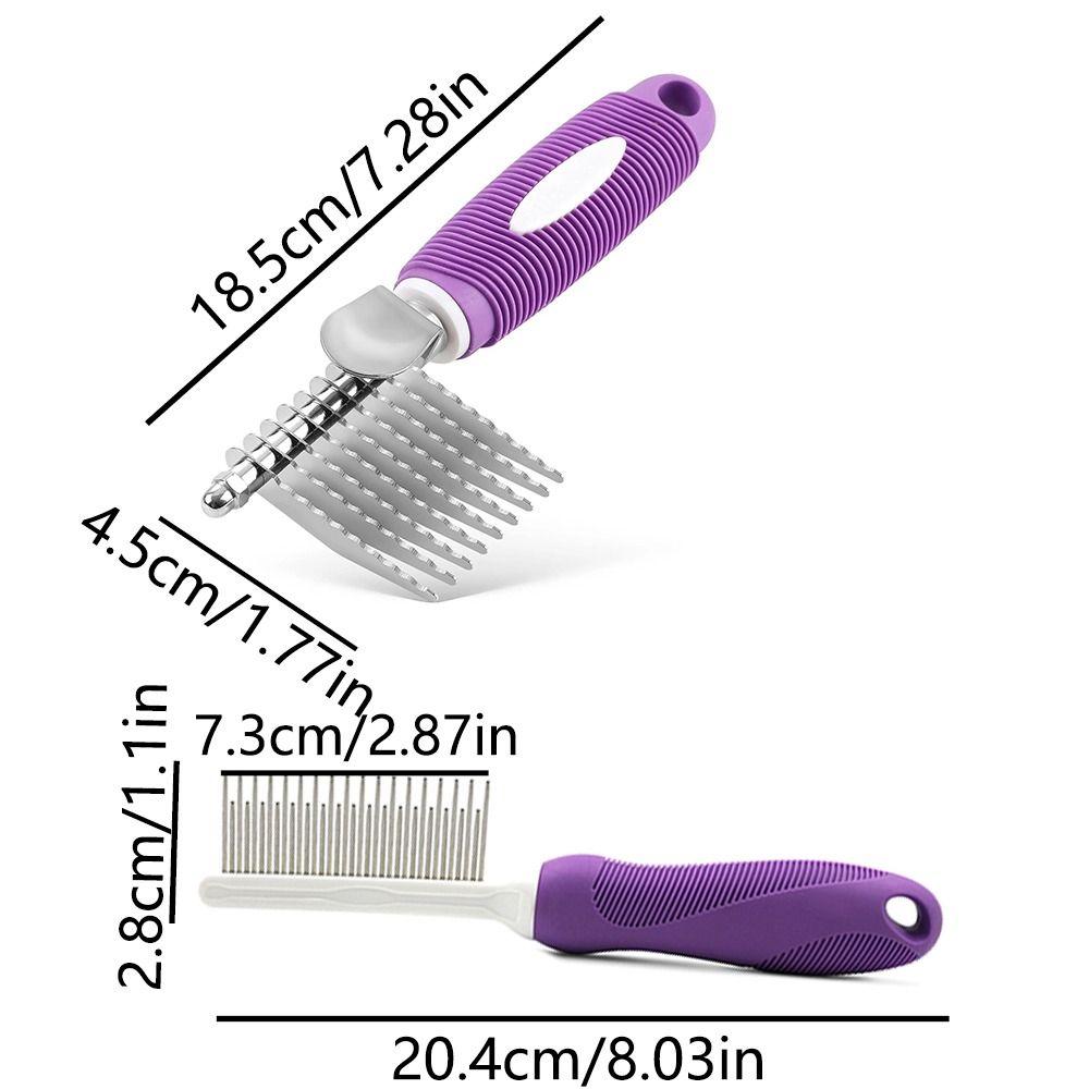 Long & Short Teeth Detangling Pet Comb Stainless Steel Small Pet Hair Brush  Cat Undercoat