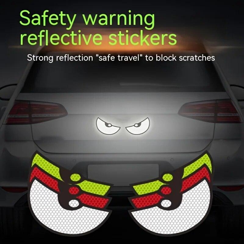 2Pcs/pair Reflective Car Safety Stickers Eye Pattern Car Decals Stickers Car Styling Accessories