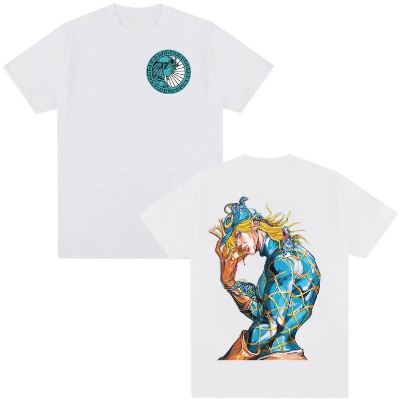 Mens Cotton Graphic Tee JoJo Bizarre Adventure Steel Ball Run Dieg Print Streetwear Short Sleeve T-Shirt