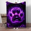 Purple Glowing Wolf Paw With Rose Cosmic Design Fleece Blanket Mystical Animal Theme Soft Flannel Throw For Fans Of Fantasy Art