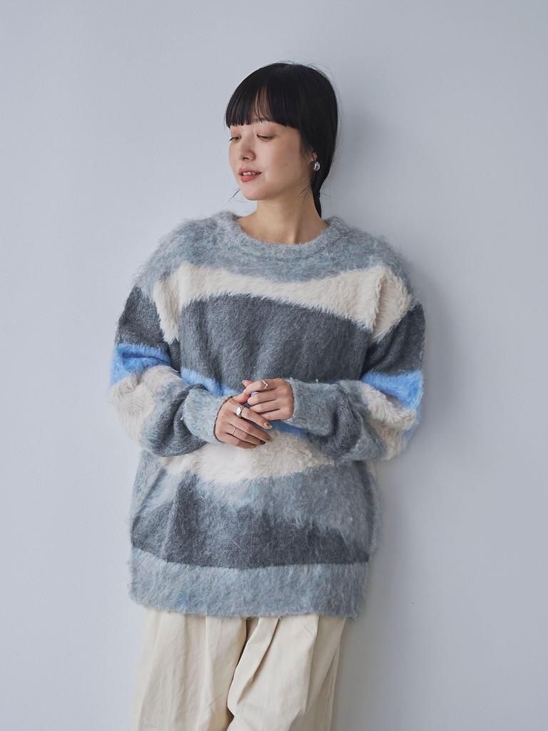 Cohen Mixed Yarn Color Block Knit 76306460216 1900 DK.GRAY(19) FREE