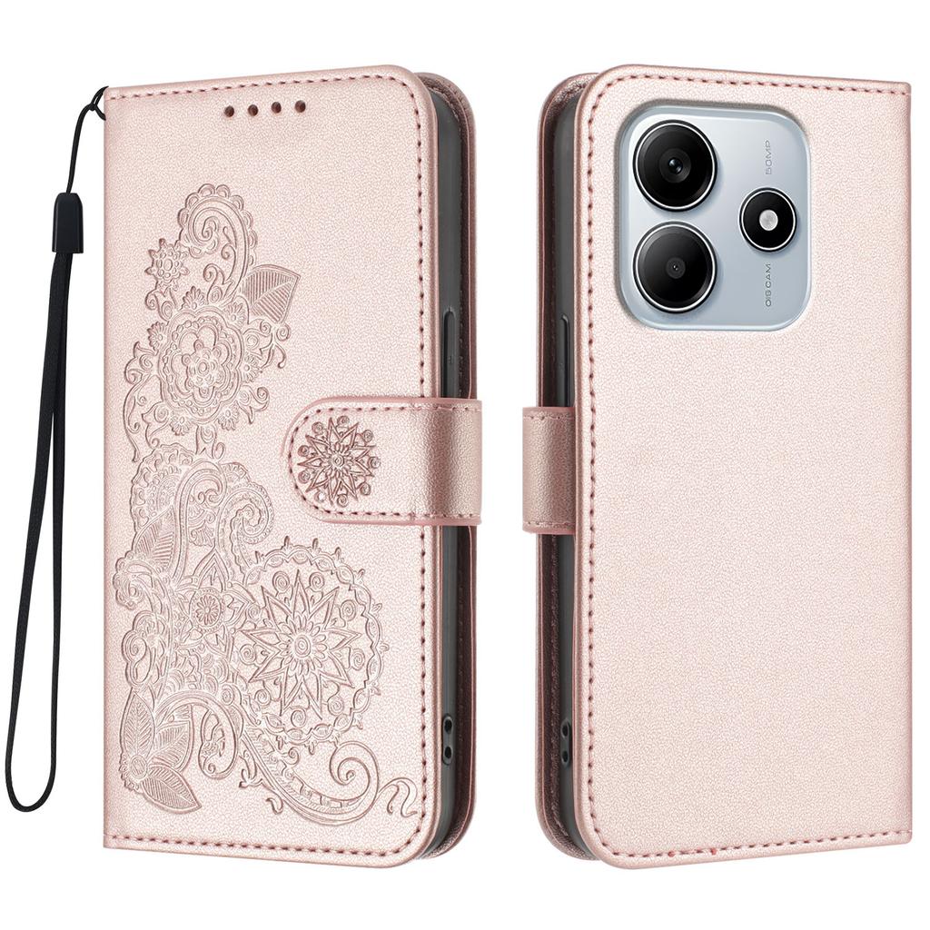 For Xiaomi Redmi Note 14 4G (163.25x76.55x8.16mm) Phone Cases Mandala Flower Leather Wallet Mobile Cover with Strap