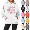 Women's Casual Fashion Solid Color Rugby Print Long Sleeve Hooded Sweatshirt Top