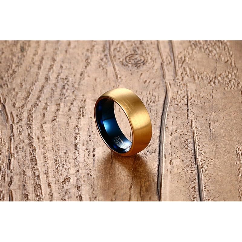 [Rockyu] бренд мужское кольцо синее вольфрамовое кольцо с выемкой и бриллиантом Нет. 16 матовая финишная текстура грязи