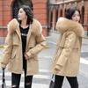 Winter Cotton-padded Clothes, a New Loose Women's Winter Coat, a Medium and Long Hooded Fur-collared Cotton-padded Jacket.