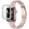 Для Apple Watch Series 7 45 мм жесткий противоударный корпус из поликарбоната + ремешок из нержавеющей стали со стразами