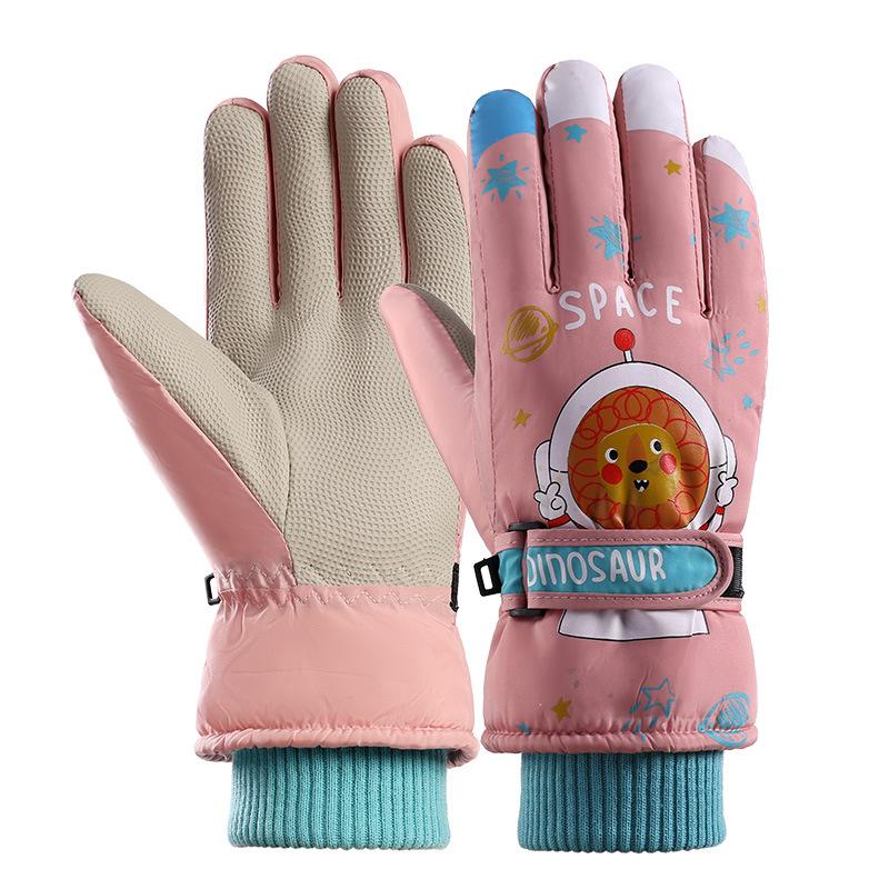 Новые детские лыжные перчатки Милые мультяшные зимние перчатки для мальчиков и девочек Астронавт Велосипедные Ветрозащитные Морозостойкие и Теплые перчатки