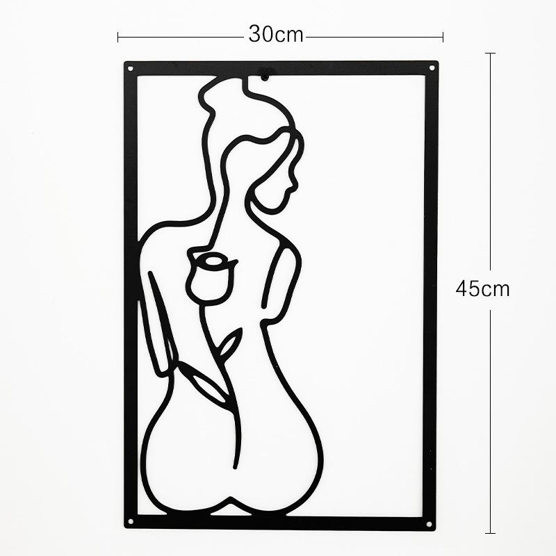 Metal Wall Painting Iron Wall Hanging Decoration Nordic Woman Silhouette Home Decor Macrame Wall Ledges Living Room Decor Gift