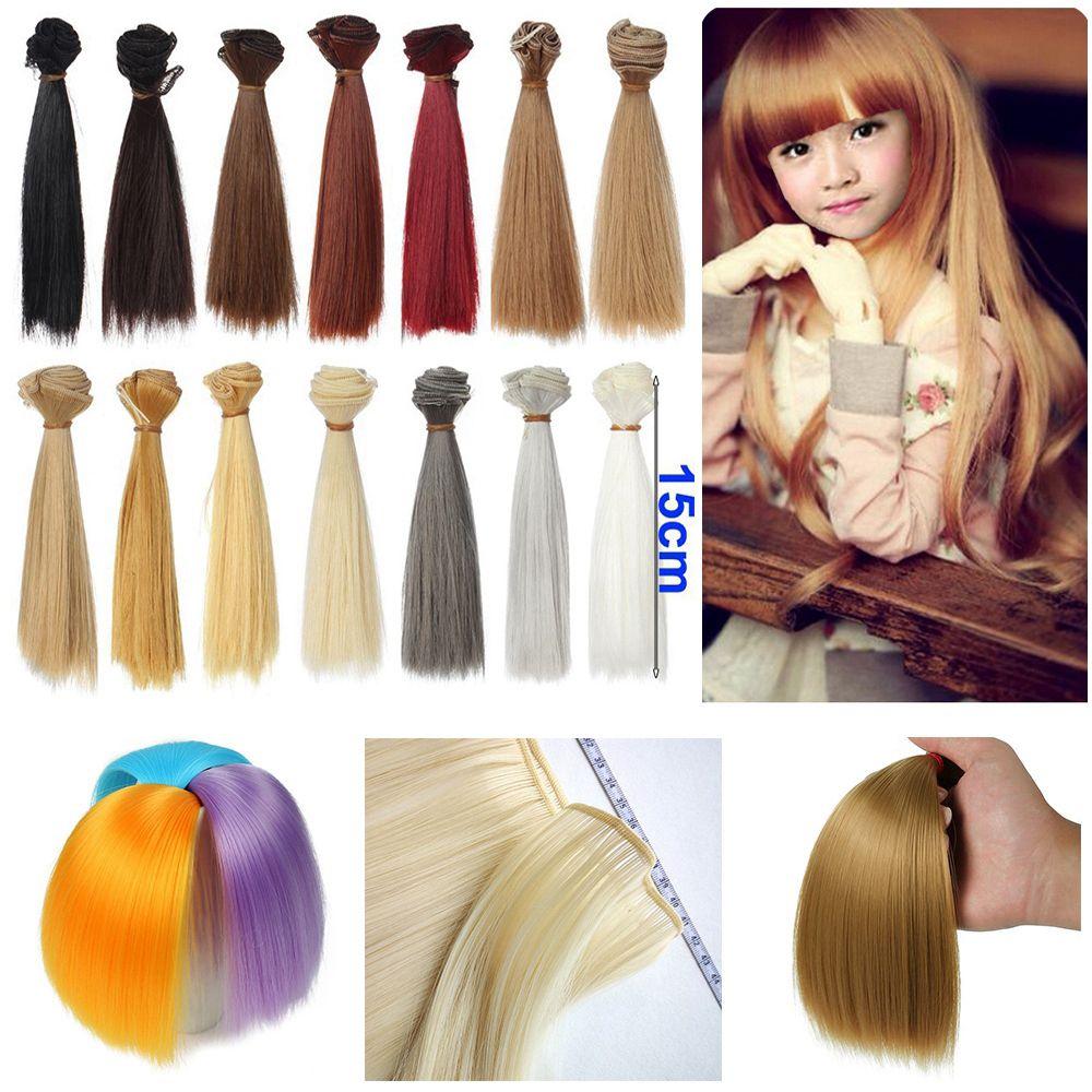 1PC High Quality Synthetic Fiber 15cm Doll Wigs DIY Dolls Accessories Long Straight Wig Hair