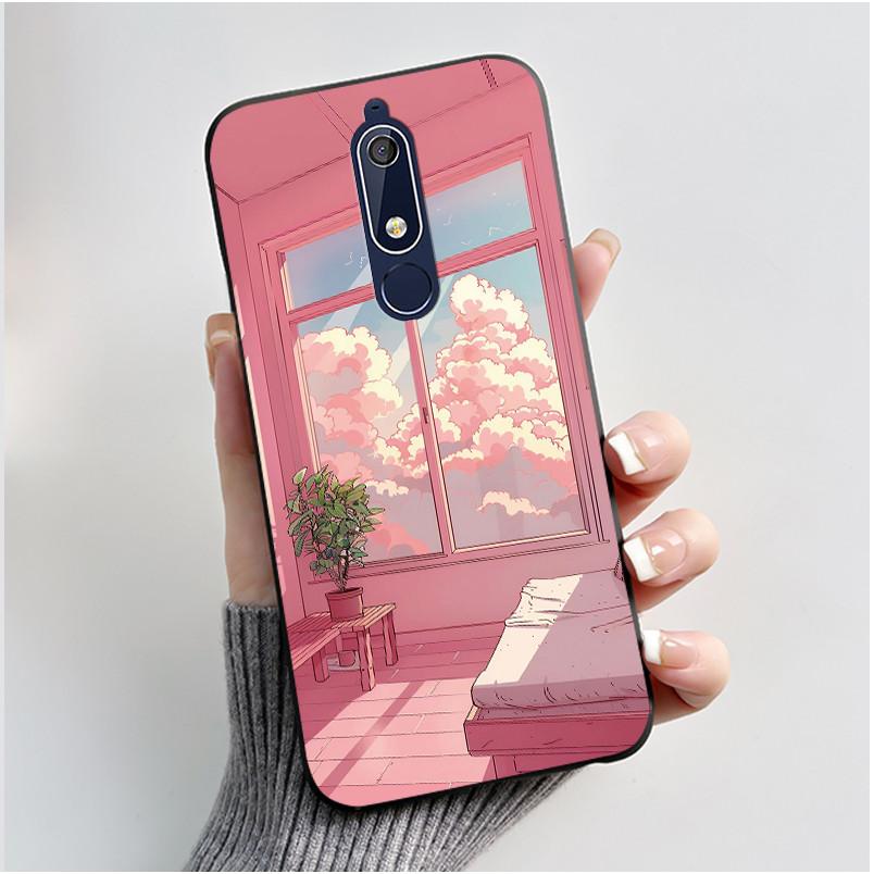 Чехол Для Nokia 5.1 6.1 Эстетичный Роскошный Милый Крутой Мальчики Девочки Мягкий силикон Чехол для телефона Задняя крышка Черный Матовый Защитный чехол