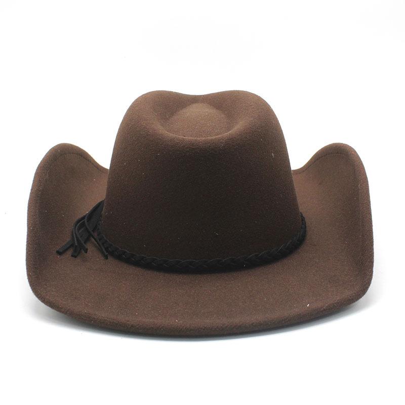 Cowboy Hat Felt Top Hat Western Gentleman'S Hat Felt Hat Jazz Hat Men'S Winter Hat