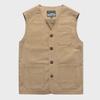 Extra Large Collarless Cotton Vest with Multiple Pockets for Spring/Autumn Outdoor Workwear