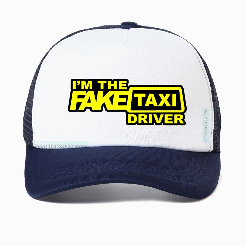Кепка- snapback с черным принтом "Fake Taxi", высококачественная, с сеткой, дышащая, летняя, мужская, бейсболка