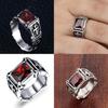 Уникальное Модное Винтажное Кольцо для Мужчин из Нержавеющей Стали в Готическом Стиле с Красным Ониксом и Символом Тора