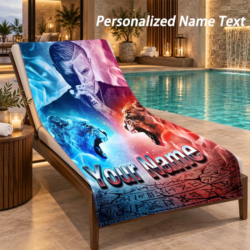 Kontra K Custom Name Beach Towel Large Soft Towel for Indoor Bathroom Outdoor Beach