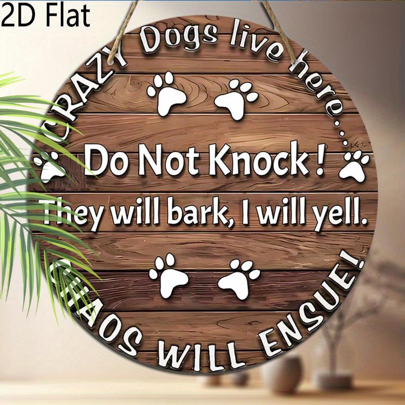 "CRAZY Dogs Live here..."Logo Pendants, Home Wall or Door Decoration, 2d Flat Wood, Garden Decoration, Gifts for Friends and Family