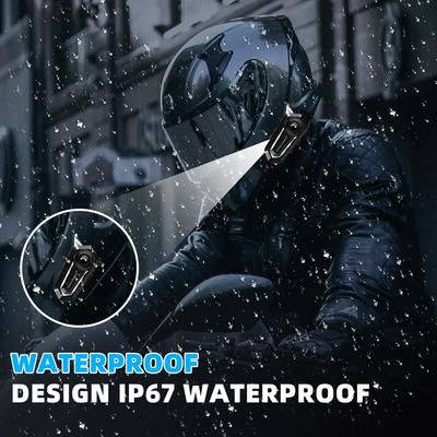Мотоциклетная Bluetooth-гарнитура для шлема V5.3 Наушник с фонариком IPX6 Водонепроницаемый Поддержка подключения 2 телефонов одновременно Наушник