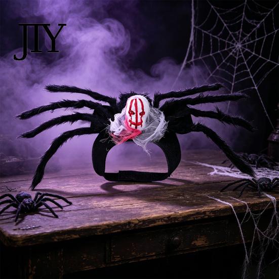 Lightweight Pet Cosplay Costume for Halloween Spider Costume, Cat Outfit with Skull Face, Black Soft Fabric Apparel Cats Holiday Dogs Party