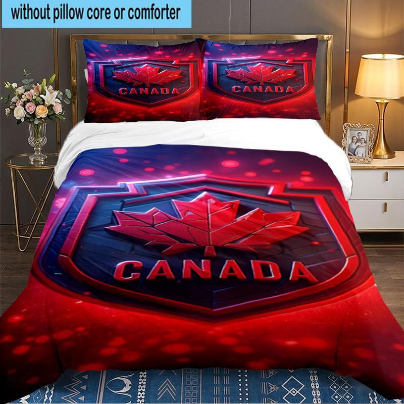 Canada's Red Maple Leaf 3PCS Bedding set,Ideal for 1pc Duvet Cover And 2pcs Pillowcases Perfect for Fan gift,Ideal for Bedroom, Dormitory