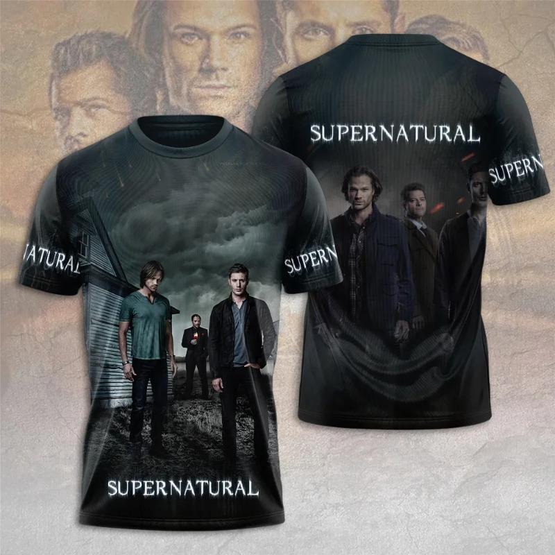 Supernatural TV Series 3D Printing Tshirt Fashion Men Women Harajuku Short sleeve O-neck Tee Top Oversized Man Cosplay Tees
