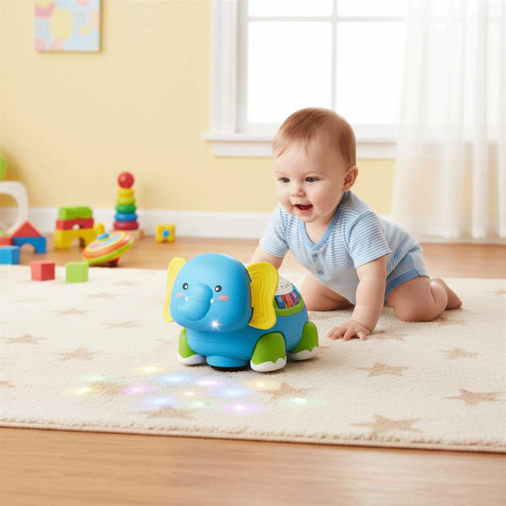 Timer Function Early Developmental Toys Colorful Light Up Musical Elephant 6-12 Months