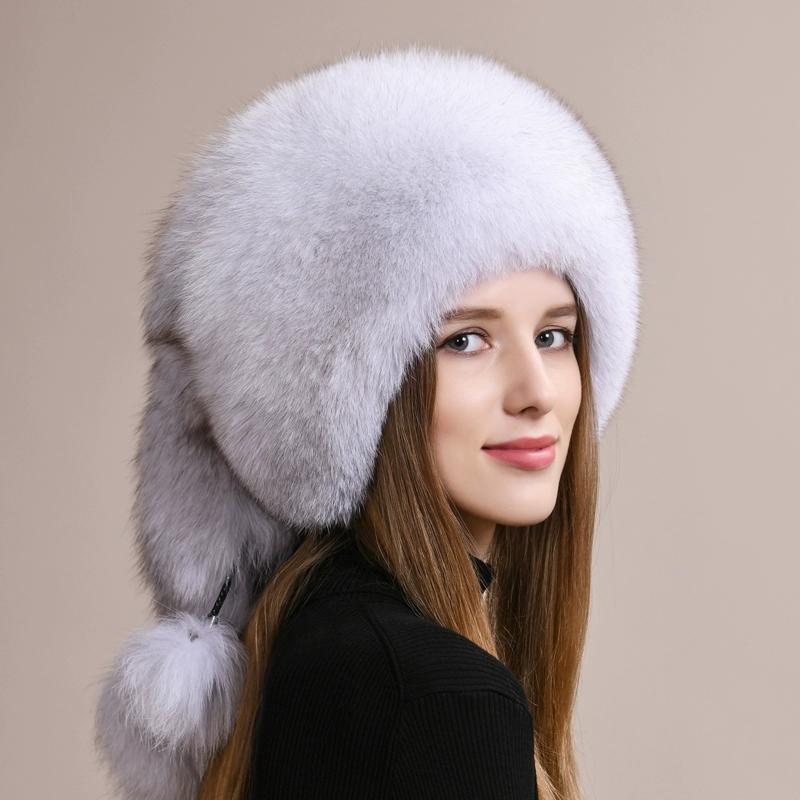 Fox Fur Hat Women Winter Ear Protection Warm Fur Fashion Northeast Mongolian Hat Full Fur Hat Women Winter