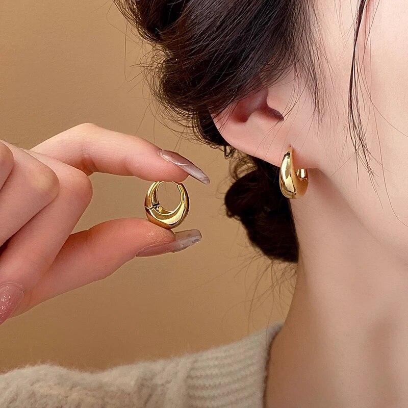 Панк Овальные Серьги-Кольца Металлические Геометрические Застежки для Ушей Минималистичный Стиль U-образные Застежки для Ушей Повседневные Аксессуары для Серег