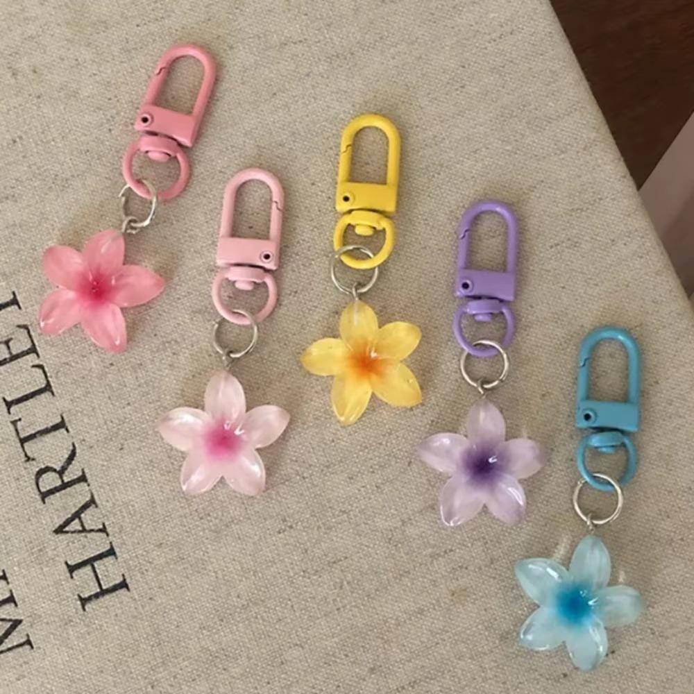 Resin Colorful Flower Keychain Sweet Earphone Case Pendant New Mini Keychain Student