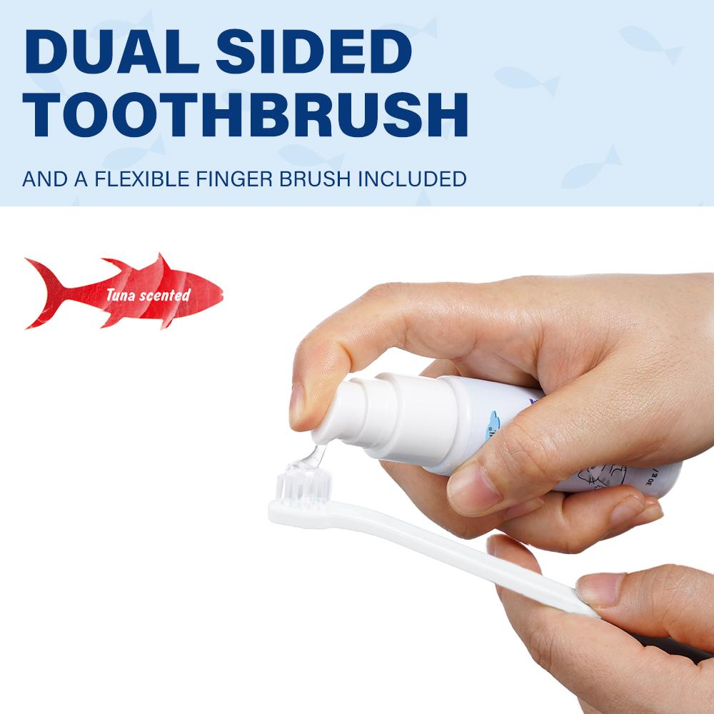 Pet Toothpaste with Toothbrushes & Finger Cots for Cats Dogs Deep Cleaning Teeth Stain Remover Breath Freshener Dental Care 30g