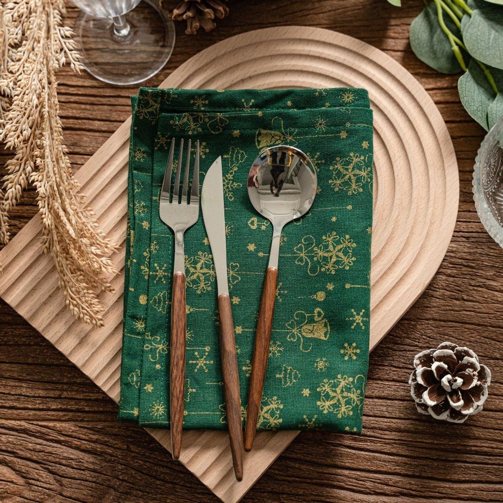 Cotton Linen Christmas Plaid Napkin Xmas Restaurant Dining Decor Table Napkin Christmas