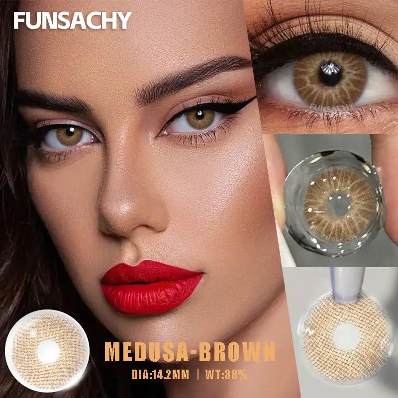 FUNSACHY 1 Pair Brown Color Series Contact Lenses for Eyes Fashion Natural Lenses High Quality Soft Lens Cosmetics Pupils Yearly