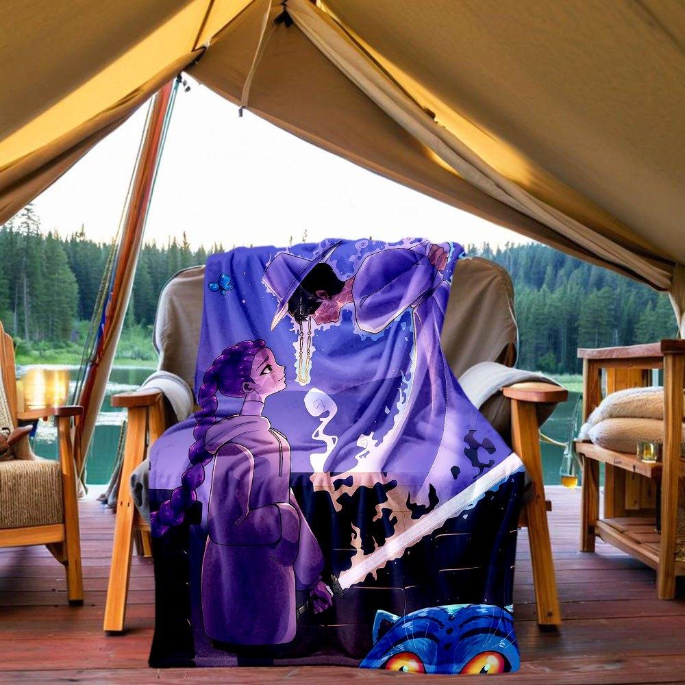 "Fantasy Purple Mage Sword Art Print"Blanket Lightweight Flannel Throw Blanket for Sofa, Bed, Travel, Camping, Livingroom, Office, Couch, Ch
