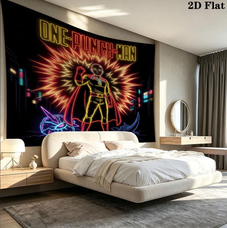 Onepunch Man Wall Tapestry Aesthetic Wall Hanging Printed Fabric Blanket Decorative Tapestries For Bedroom Living Room Home Decor