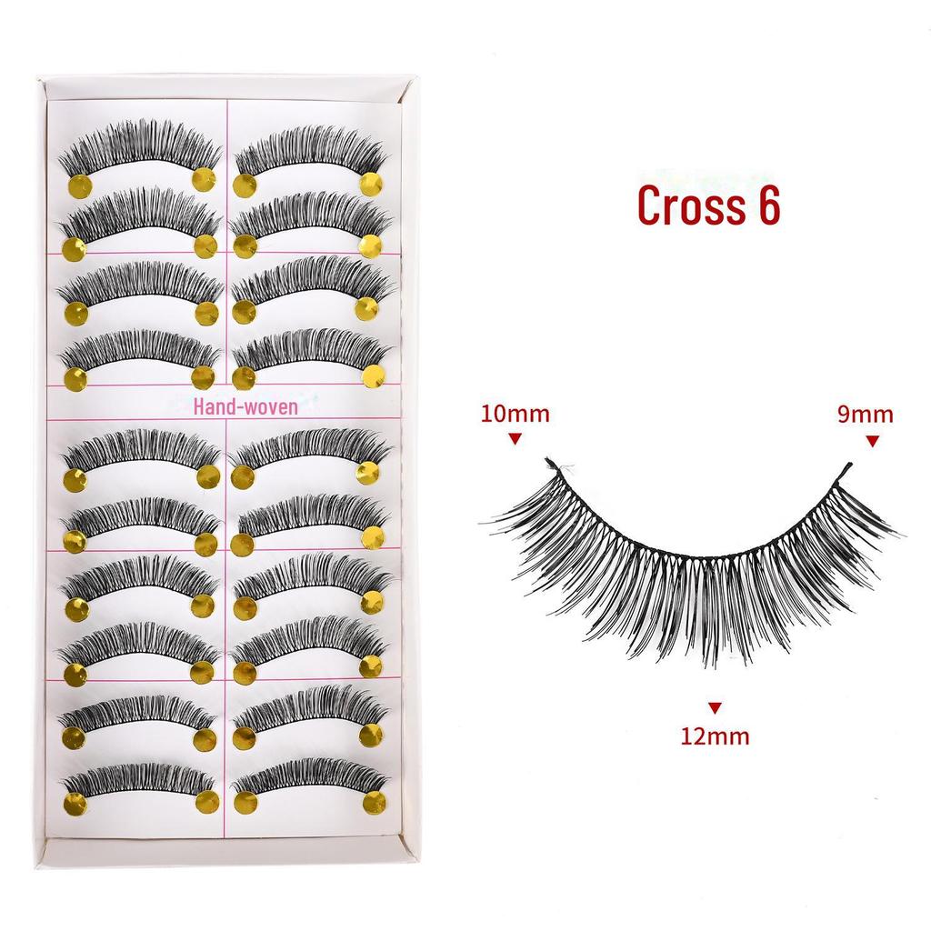 217 накладных ресниц ручной работы - 10 пар, натуральный стиль, перекрестный хлопковый стержень для сценического макияжа
